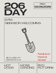 Image of a shovel with event details