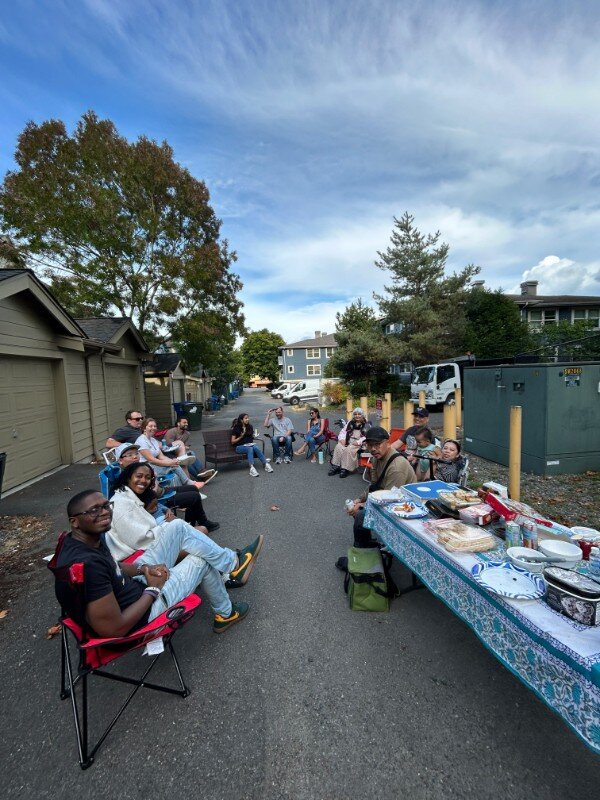Block potluck and ice cream social hosted by a neighbor